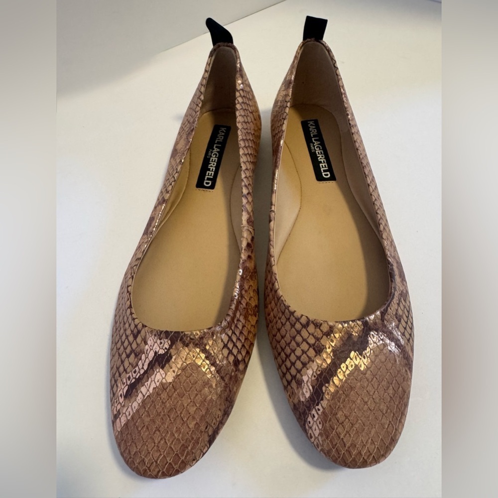 Karl Lagerfeld Paris snakeskin-embossed ballet flats